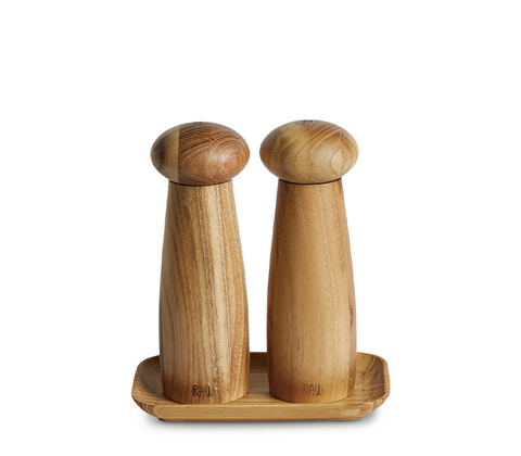 Raw teak salt og peber kværnsæt keramisk