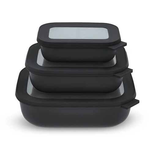 Mepal Firkantet skålesæt m.låg cirqula lav - sort