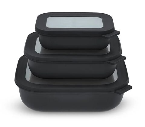 Mepal Firkantet skålesæt m.låg cirqula lav - sort