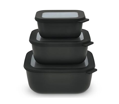Mepal firkantet skålesæt m.låg cirqula høj - sort
