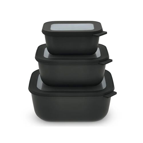 Mepal firkantet skålesæt m.låg cirqula høj - sort