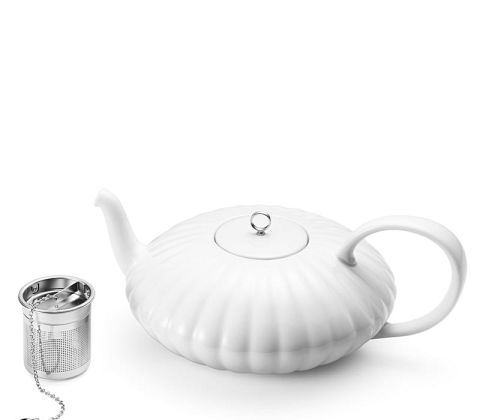 bernadotte tea pot, porcelain & ss, mirr