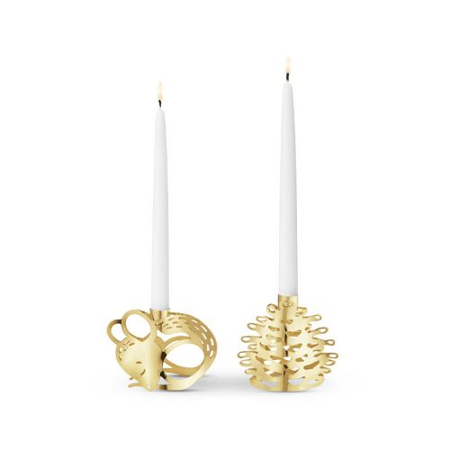 Georg Jensen jule lysestager 2023. Sæt med 2 stk. Guldbelagt