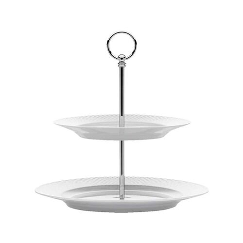 Lyngby Porcelæn etagere hvid rhombe