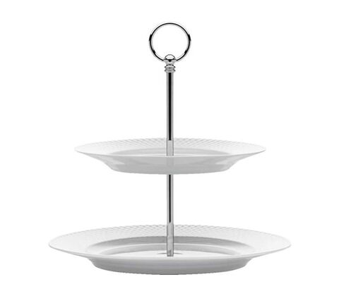 Lyngby Porcelæn etagere hvid rhombe