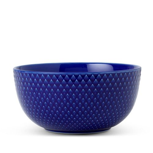 Lyngby Rhombe color farvet serverings skål mørkeblå 22 cm.