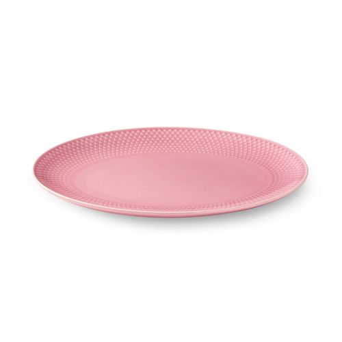 Lyngby Rhombe color farvet oval serveringsfad  Rosa. 28,5 cm. x 25 cm.