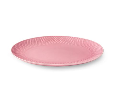 Lyngby Rhombe color farvet oval serveringsfad  Rosa. 28,5 cm. x 25 cm.