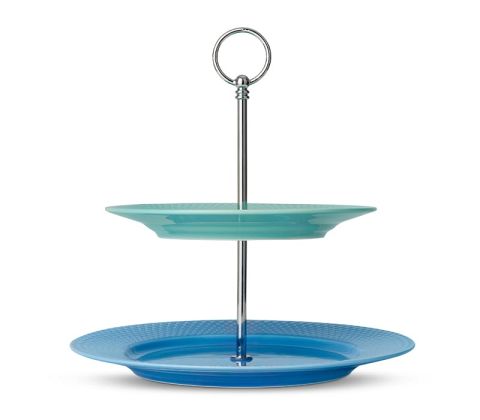 Lyngby Rhombe color farvet etagere blå/grøn Ø 27 cm.