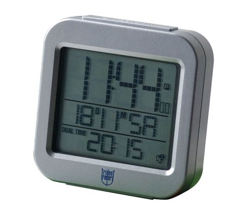 Radiostyret vækkeur med termometer og 2 alarmer