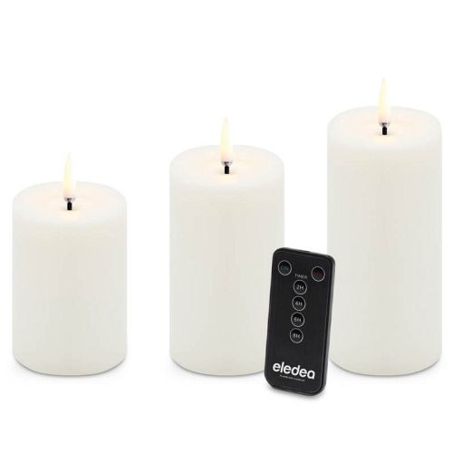 Eledea LED Bloklys til batteri. 3-pk. 3D flamme