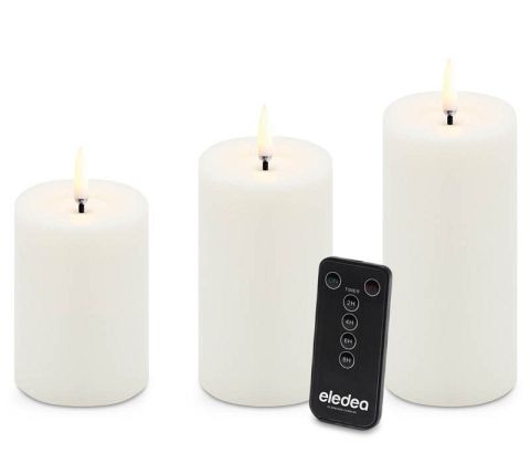 Eledea LED Bloklys til batteri. 3-pk. 3D flamme