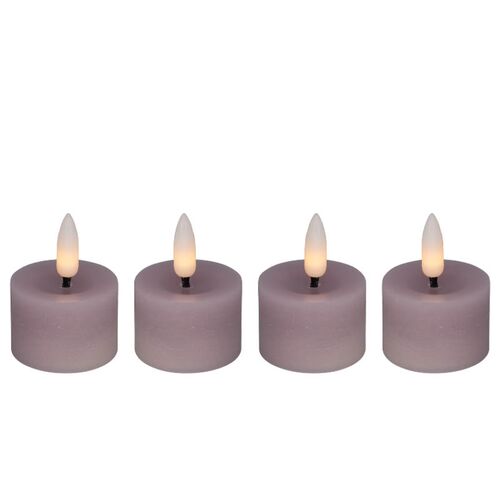 LED fyrfadslys i voks 4 stk. rosa til batteri