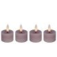 LED fyrfadslys i voks 4 stk. rosa til batteri