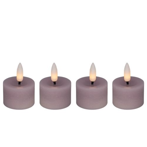 LED fyrfadslys i voks 4 stk. rosa til batteri