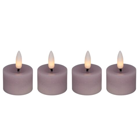LED fyrfadslys i voks 4 stk. rosa til batteri