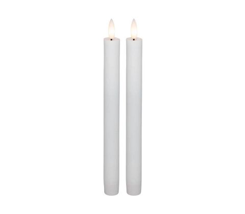 LED stagelys 3D flamme Diameter 2,2 cm. , højde 22,5cm. Hvid 2-pk
