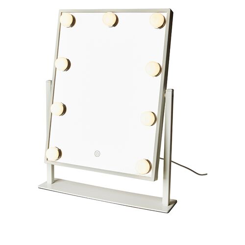 Makeup spejl med 9 pærer hvid