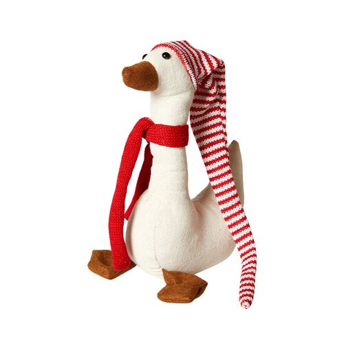 Juleand med rød nissehue H 23 cm