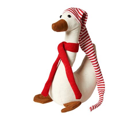Juleand med rød nissehue H 30 cm