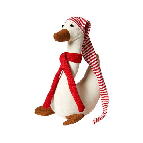 Juleand med rød nissehue H 30 cm