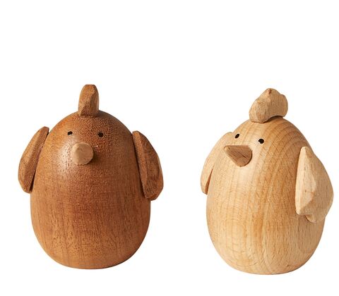 Høne træ natur eller brun 7 cm - assorteret