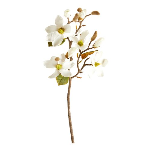 Magnolie gren i kunststof 52 cm hvid