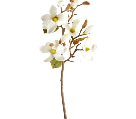 Magnolie gren i kunststof 52 cm hvid