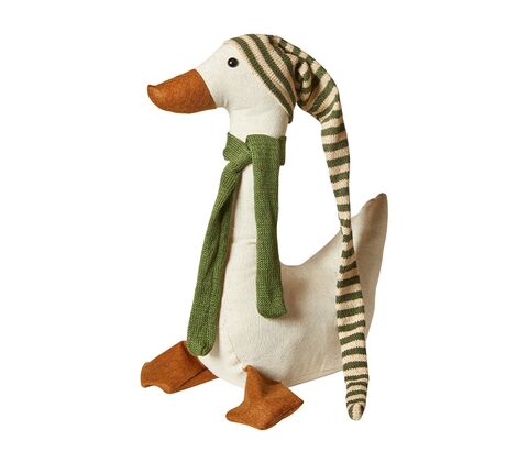 Juleand med grøn nissehue H50 cm