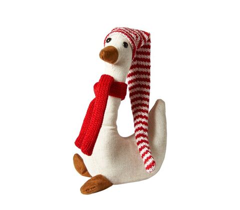 Juleand med rød nissehue H 17 cm