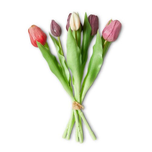 Kunstig tulipanbuket 7 stk. i rosa/lilla H 31 cm