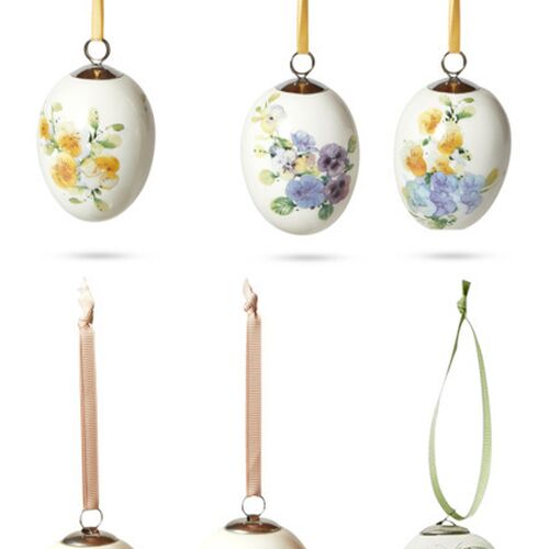 Deko æg med snor H 7,5 cm - assorteret