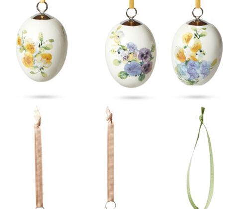 Deko æg med snor H 7,5 cm - assorteret