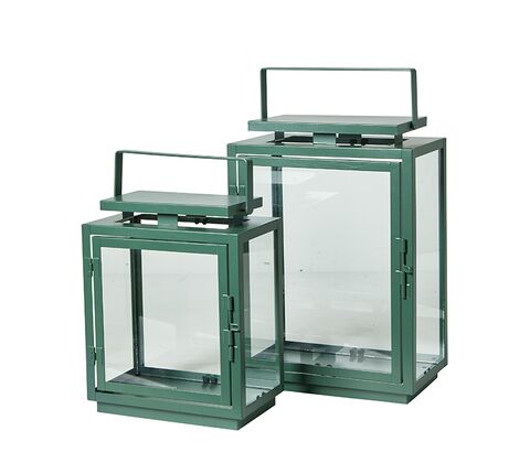 Lanternesæt firkantede 2 stk. grøn