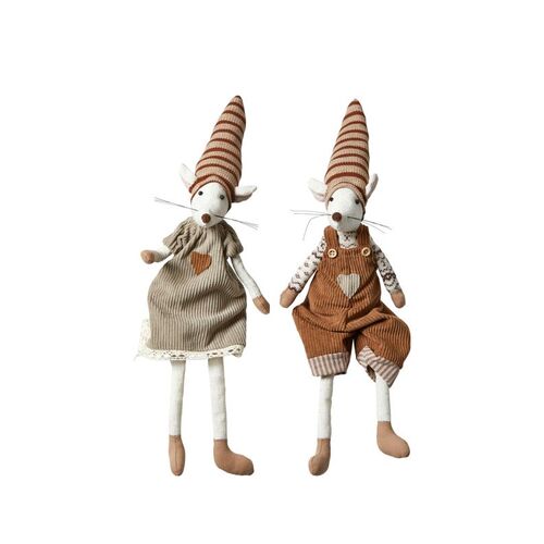 Julemus i fløjl H 41 cm -  assorterede farver