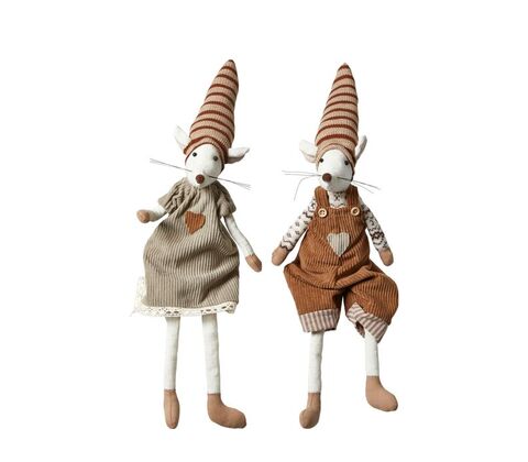 Julemus i fløjl H 41 cm -  assorterede farver