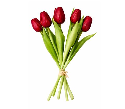 Kunstig tulipanbuket 7 stk. i rød H 31 cm