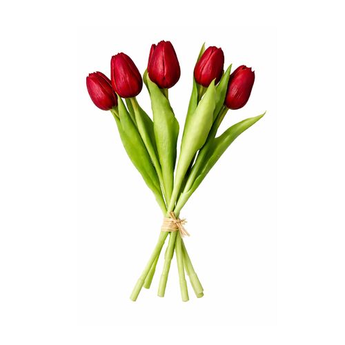 Kunstig tulipanbuket 7 stk. i rød H 31 cm