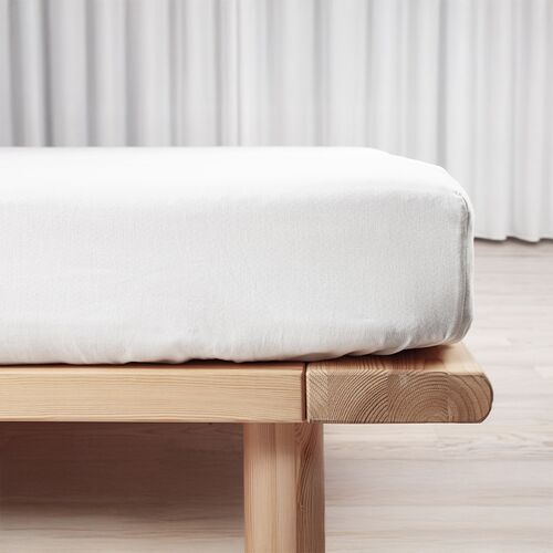 Night & Day boxlagen bomuldssatin hvid 140x200 cm