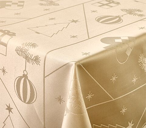 Nordisk Tekstil Juletid jacquardvævet dug hørfarvet