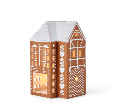 Kähler Gingerbread lyshus højhus brun H 17 cm