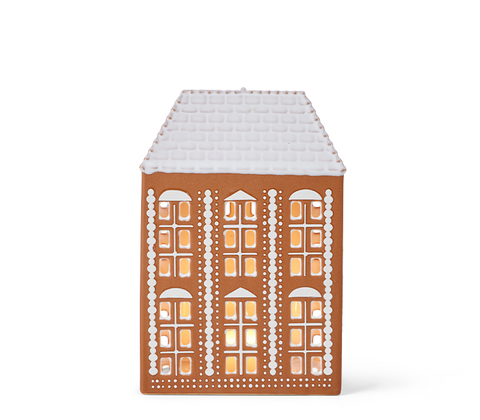 Kähler Gingerbread lyshus højhus brun H 17 cm