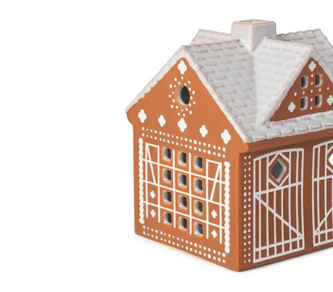 Kähler Gingerbread lyshus julestald brun H 11,5 cm