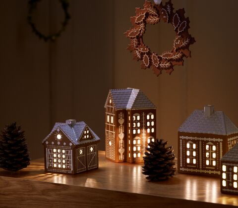 Kähler Gingerbread lyshus julestald brun H 11,5 cm