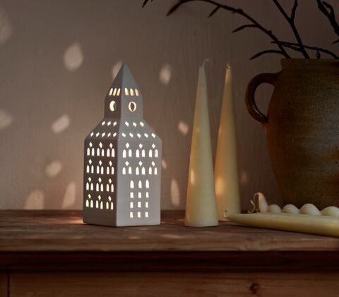 Kähler Urbania kirketårn lyshus hvid H20 cm