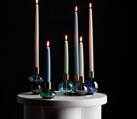 Holmegaard Bubble lysestage blå H14 cm