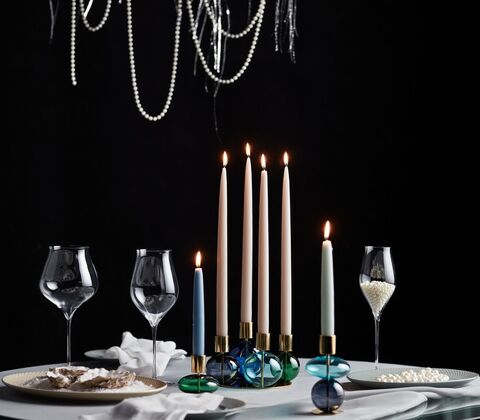 Holmegaard Bubble lysestage blå H14 cm