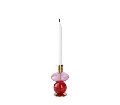 Holmegaard Bubble lysestage rød H 14 cm