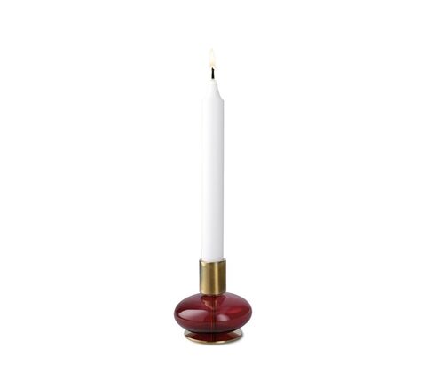Holmegaard Bubble lysestage bordeaux H 8 cm