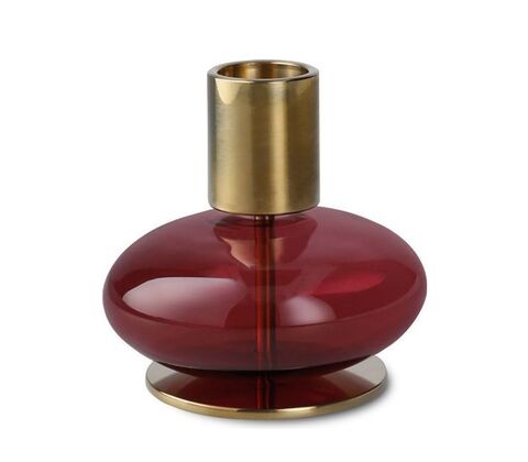 Holmegaard Bubble lysestage bordeaux H 8 cm
